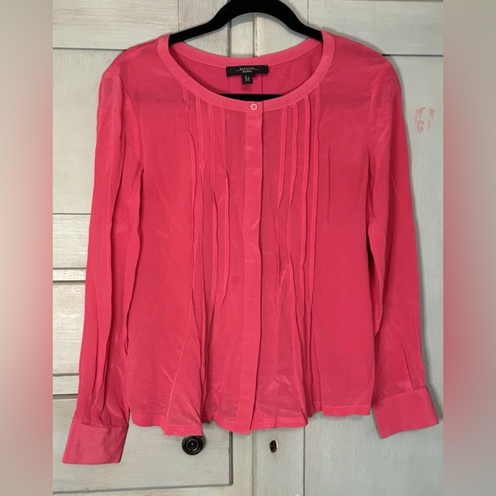 Weekend Max Mara Pink Blouse Button Down Long Sleeve Light Weight Size Small